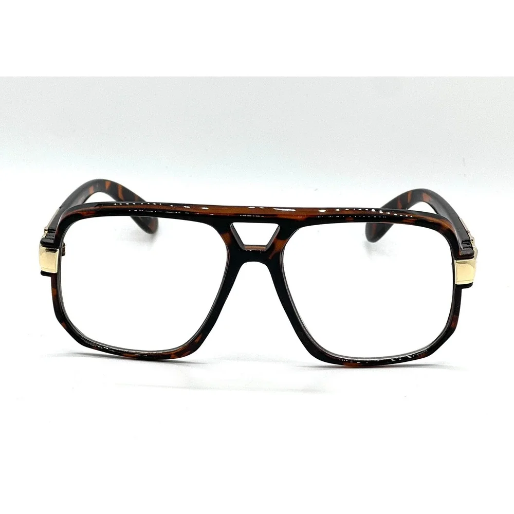 Designer Inspired Sunglasses Women Tortoise Gold Trim Clear Lens Butterfly Gafas